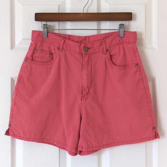 Bill Blass 90's Vintage Classic Linen Blend High Waisted Soft Shorts Hot Pink 10 - Picture 1 of 12